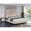 Bowery Hill Contemporary Deep Button Tufted Soft Pink Velvet King Bed