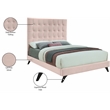 Bowery Hill Contemporary Deep Button Tufted Soft Pink Velvet King Bed