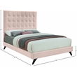 Bowery Hill Contemporary Deep Button Tufted Soft Pink Velvet King Bed