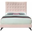 Bowery Hill Contemporary Deep Button Tufted Soft Pink Velvet King Bed