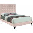 Bowery Hill Contemporary Deep Button Tufted Soft Pink Velvet King Bed