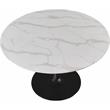 Bowery Hill Contemporary Round Faux Marble Dining Table with Matte Black Base