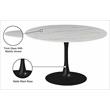 Bowery Hill Contemporary Round Faux Marble Dining Table with Matte Black Base