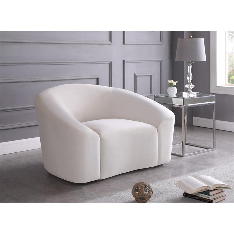 Bowery Hill Contemporary Curved Back Upholstered Cream Velvet Chair