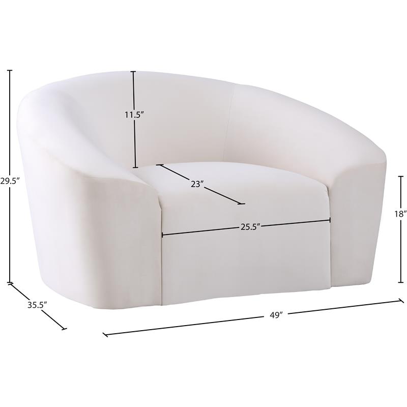 Bowery Hill Contemporary Curved Back Upholstered Cream Velvet Chair