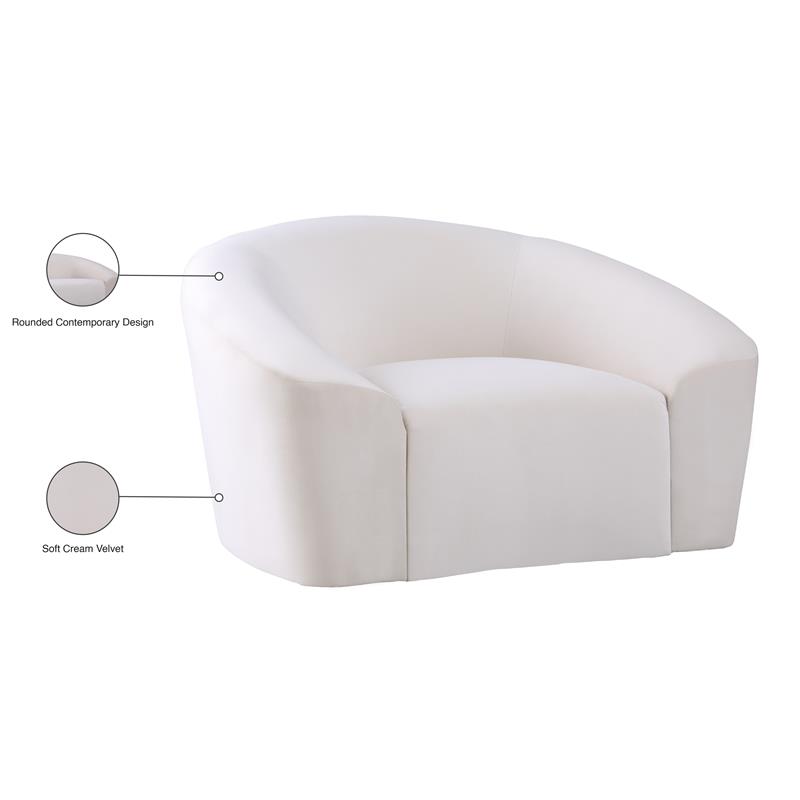 Bowery Hill Contemporary Curved Back Upholstered Cream Velvet Chair