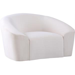 Bowery Hill Contemporary Curved Back Upholstered Cream Velvet Chair
