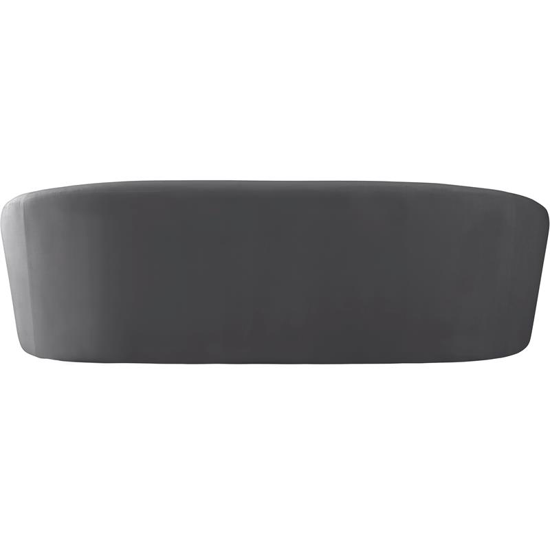 Bowery Hill Contemporary Curved Back Upholstered Gray Velvet Sofa