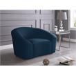 Bowery Hill Contemporary Curved Back Upholstered Navy Velvet Chair