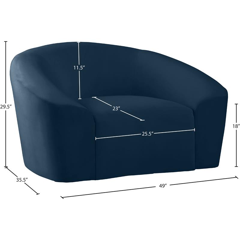 Bowery Hill Contemporary Curved Back Upholstered Navy Velvet Chair
