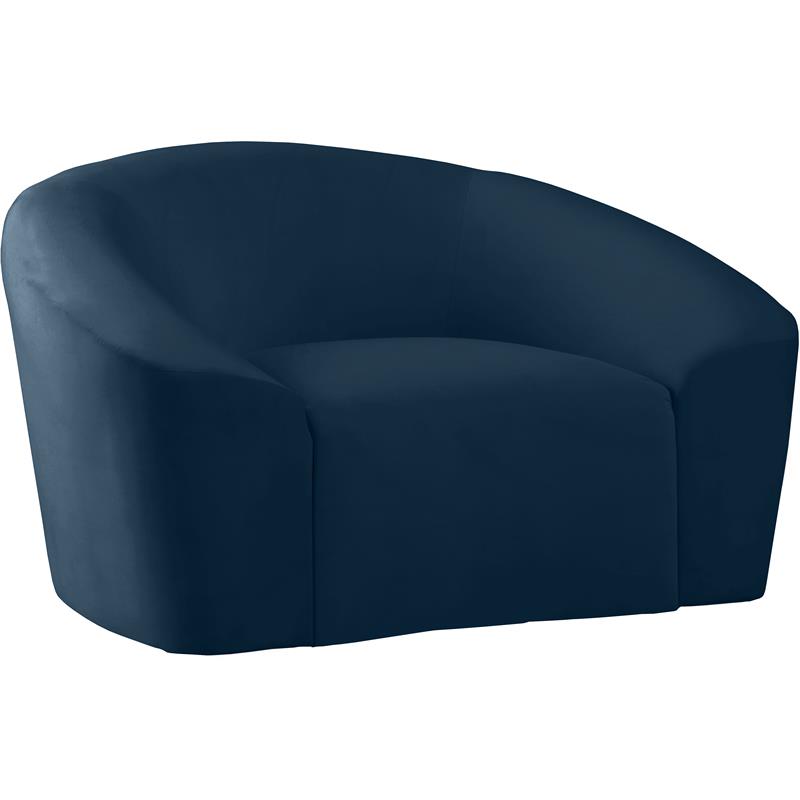 Bowery Hill Contemporary Curved Back Upholstered Navy Velvet Chair