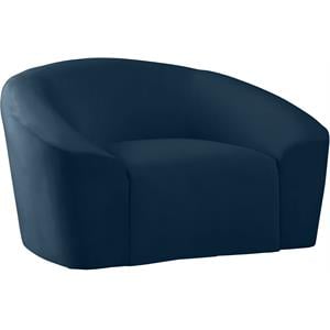 Bowery Hill Contemporary Curved Back Upholstered Navy Velvet Chair