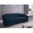 Bowery Hill Contemporary Curved Back Upholstered Navy Velvet Sofa
