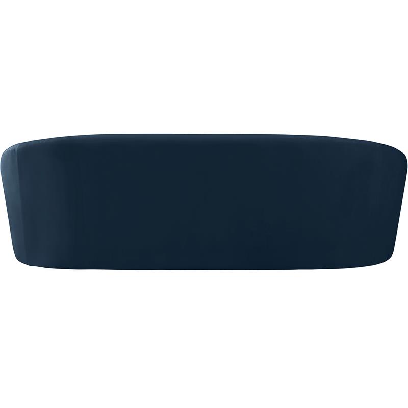 Bowery Hill Contemporary Curved Back Upholstered Navy Velvet Sofa