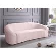 Bowery Hill Contemporary Curved Back Upholstered Pink Velvet Sofa
