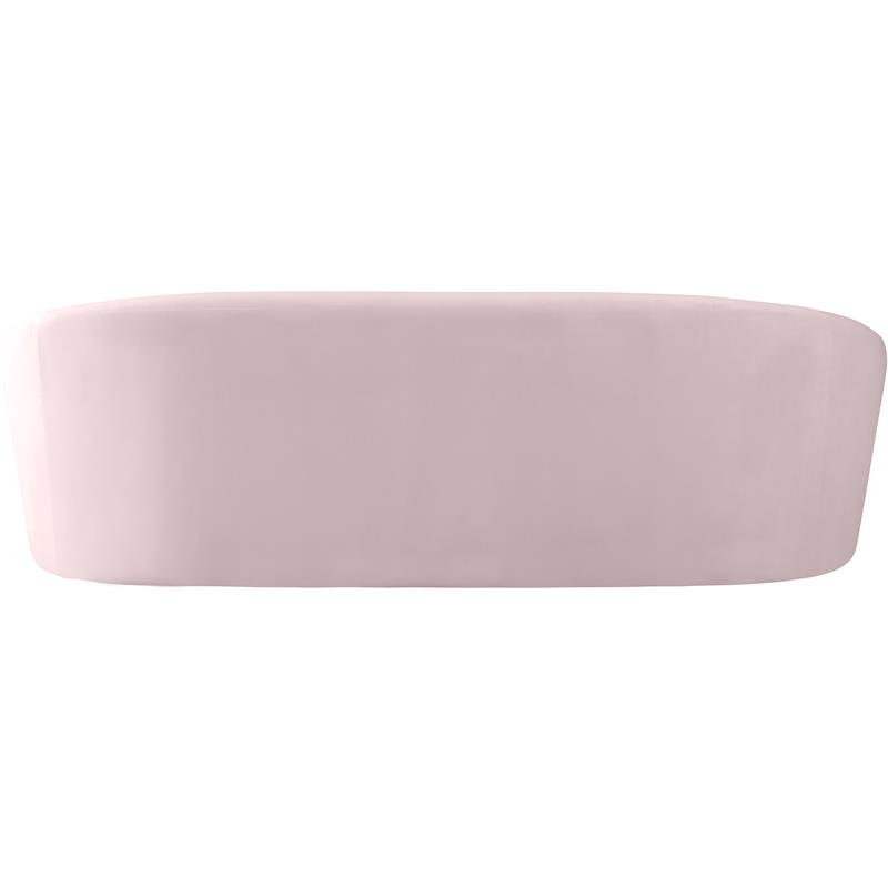 Bowery Hill Contemporary Curved Back Upholstered Pink Velvet Sofa