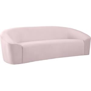 Bowery Hill Contemporary Curved Back Upholstered Pink Velvet Sofa