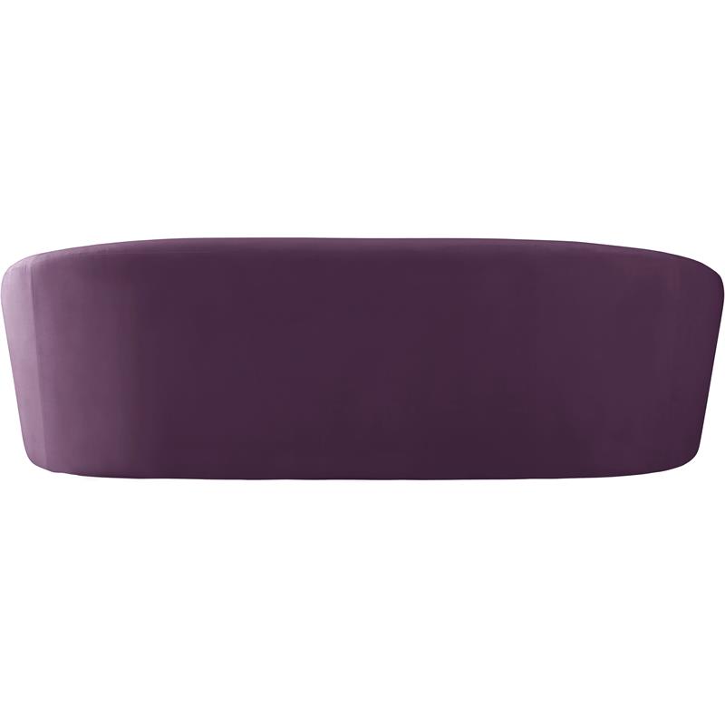Bowery Hill Contemporary Curved Back Upholstered Purple Velvet Sofa