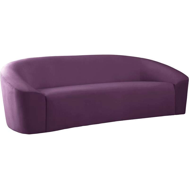 Bowery Hill Contemporary Curved Back Upholstered Purple Velvet Sofa