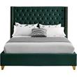 Bowery Hill Contemporary Deep Detailed Tufted Green Velvet Full Bed