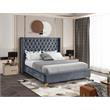 Bowery Hill Contemporary Deep Detailed Tufted Gray Velvet Full Bed