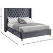 Bowery Hill Contemporary Deep Detailed Tufted Gray Velvet Full Bed