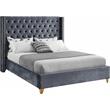 Bowery Hill Contemporary Deep Detailed Tufted Gray Velvet Full Bed
