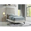Bowery Hill Contemporary Deep Button Tufted Soft Cream Velvet Twin Bed