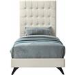 Bowery Hill Contemporary Deep Button Tufted Soft Cream Velvet Twin Bed