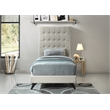 Bowery Hill Contemporary Deep Button Tufted Soft Cream Velvet Twin Bed