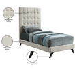 Bowery Hill Contemporary Deep Button Tufted Soft Cream Velvet Twin Bed