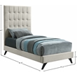 Bowery Hill Contemporary Deep Button Tufted Soft Cream Velvet Twin Bed