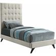 Bowery Hill Contemporary Deep Button Tufted Soft Cream Velvet Twin Bed