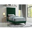 Bowery Hill Contemporary Deep Button Tufted Soft Green Velvet Twin Bed