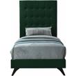 Bowery Hill Contemporary Deep Button Tufted Soft Green Velvet Twin Bed
