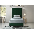 Bowery Hill Contemporary Deep Button Tufted Soft Green Velvet Twin Bed