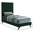 Bowery Hill Contemporary Deep Button Tufted Soft Green Velvet Twin Bed