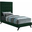Bowery Hill Contemporary Deep Button Tufted Soft Green Velvet Twin Bed