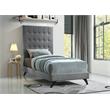 Bowery Hill Contemporary Deep Button Tufted Soft Gray Velvet Twin Bed