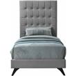Bowery Hill Contemporary Deep Button Tufted Soft Gray Velvet Twin Bed