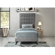 Bowery Hill Contemporary Deep Button Tufted Soft Gray Velvet Twin Bed