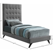 Bowery Hill Contemporary Deep Button Tufted Soft Gray Velvet Twin Bed