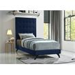 Bowery Hill Contemporary Deep Button Tufted Soft Navy Velvet Twin Bed