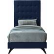 Bowery Hill Contemporary Deep Button Tufted Soft Navy Velvet Twin Bed