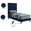 Bowery Hill Contemporary Deep Button Tufted Soft Navy Velvet Twin Bed