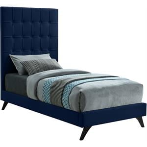 Bowery Hill Contemporary Deep Button Tufted Soft Navy Velvet Twin Bed