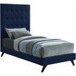 Bowery Hill Contemporary Deep Button Tufted Soft Navy Velvet Twin Bed