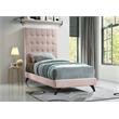 Bowery Hill Contemporary Deep Button Tufted Soft Pink Velvet Twin Bed
