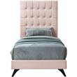 Bowery Hill Contemporary Deep Button Tufted Soft Pink Velvet Twin Bed