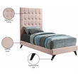 Bowery Hill Contemporary Deep Button Tufted Soft Pink Velvet Twin Bed